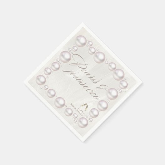 Serviette En Papier Élégant collier de perles et bridal shower prosecc (Coin)