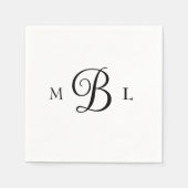 Serviette En Papier Elégant Combo Police Monogram Cocktail Mariage (Devant)