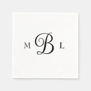 Serviette En Papier Elégant Combo Police Monogram Cocktail Mariage