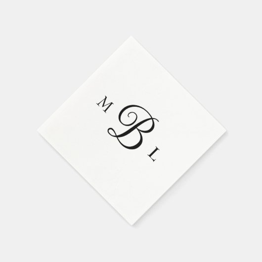 Serviette En Papier Elégant Combo Police Monogram Cocktail Mariage (Coin)