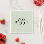 Serviette En Papier Elégant Combo Police Monogram Sage Mariage Cocktai (En situation)