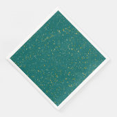 Serviette En Papier Elegant Confeti Space - Teal Green & Gold, Silver (Coin)
