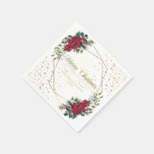 Serviette En Papier Élégant Confetti en or Poinsettia de Noël (Coin)