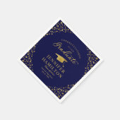 Serviette En Papier Elégant Confetti Or Sur Bleu Graduation (Coin)