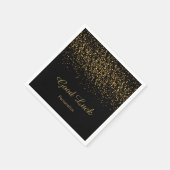 Serviette En Papier Elégant Confetti Or sur Noir (Coin)