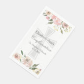 Serviette En Papier Elegant Confirmation Party Pink Floral Custom (Coin)