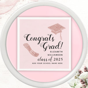 Serviette En Papier Élégant Congrès Classe de fin d'études 2025 Pink G
