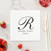 Serviette En Papier Élégant & Contemporain Monogramme & Date Napkin (En situation)