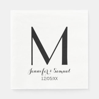 Serviette En Papier Élégant & Contemporain Monogramme & Date Napkin