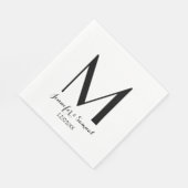 Serviette En Papier Élégant & Contemporain Monogramme & Date Napkin (Coin)