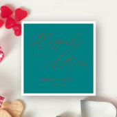 Serviette En Papier Élégant Cooper Script Mariage Turquoise serviettes