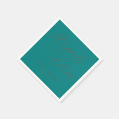 Serviette En Papier Élégant Cooper Script Mariage Turquoise serviettes (Coin)