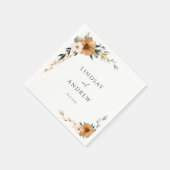 Serviette En Papier Elegant Copper & Earthy Botanical Wedding (Coin)