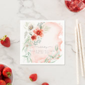 Serviette En Papier Elégant Coral Aquarelle Fleurs (En situation)