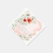 Serviette En Papier Elégant Coral Aquarelle Fleurs (Coin)