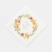Serviette En Papier Elégant couleur aquarelle Floral Mariages noms (Coin)