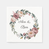 Serviette En Papier Elégant couleur rose pâle Mariage floral (Devant)
