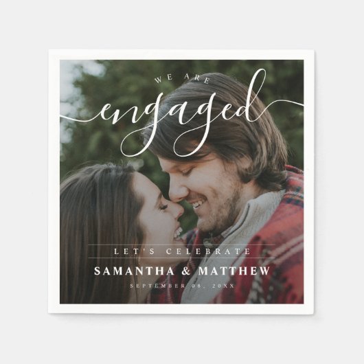 Serviette En Papier Élégant Couple Photo Party (Devant)