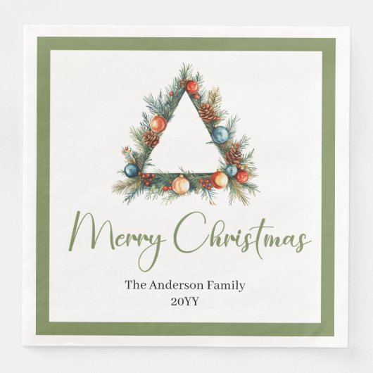 Serviette En Papier Elegant Cozy Boho Scandinavian Pine Wreath Dinner (Devant)