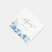Serviette En Papier Elégant crayon bleu aquarelle floral (Coin)