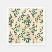 Serviette En Papier Elégant Crème Or Whimsical Eucalyptus Verdure (Devant)