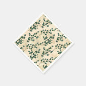 Serviette En Papier Elégant Crème Or Whimsical Eucalyptus Verdure (Coin)