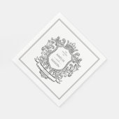 Serviette En Papier Elegant Crest Black and White Paper Wedding (Coin)