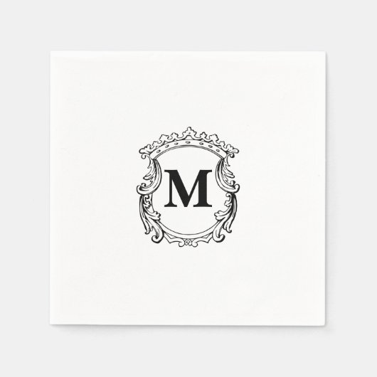 Serviette En Papier Elegant Crest Custom Monogram  (Devant)