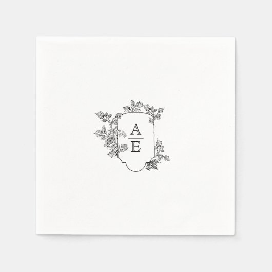 Serviette En Papier Élégant Crest Monogram Mariage Napkin (Devant)
