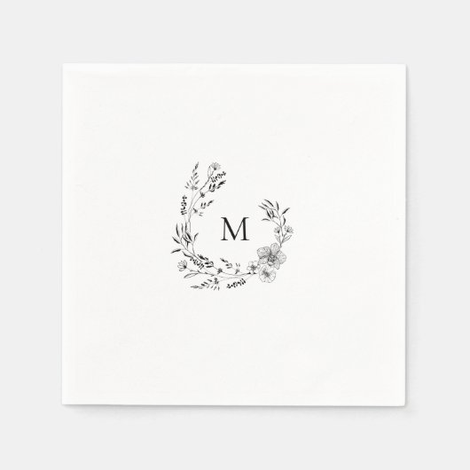 Serviette En Papier Élégant Crest Monogram Mariage Napkin (Devant)