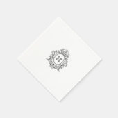 Serviette En Papier Élégant Crest Monogram Mariage Napkin (Coin)