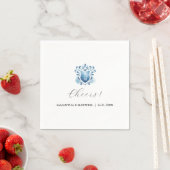 Serviette En Papier Élégant crête bleue et monogramme (En situation)