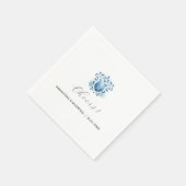 Serviette En Papier Élégant crête bleue et monogramme (Coin)