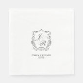 Serviette En Papier Élégant crête de monogramme Mariage (Devant)