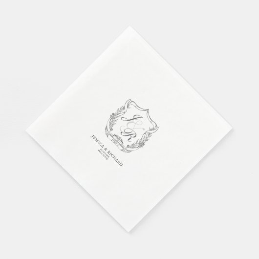 Serviette En Papier Élégant crête de monogramme Mariage (Coin)