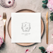 Serviette En Papier Élégant crête de monogramme Mariage