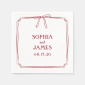 Serviette En Papier Élégant Crimson Rouge Simple Classic Bow Mariage (Devant)