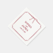 Serviette En Papier Élégant Crimson Rouge Simple Classic Bow Mariage (Coin)