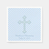 Serviette En Papier Elégant Croix Bleu Christening (Devant)