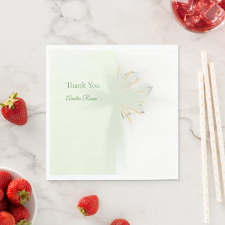 Serviette En Papier Élégant croix florale abstraite baptism napkin