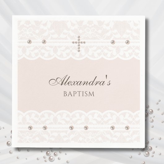 Serviette En Papier Elegant Cross Christening Christian Baptism