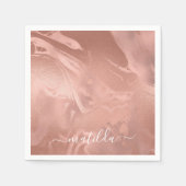 Serviette En Papier Élégant cuivre moderne rose gold marble look (Devant)
