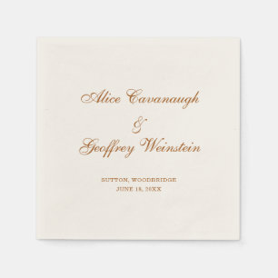 Serviette En Papier Élégant Cuivre simple et Mariage ivoire