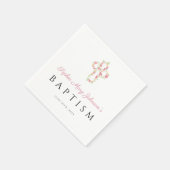 Serviette En Papier Élégant culte croisé rose floral Baptême (Coin)