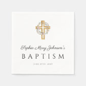 Serviette En Papier Elégant culte Croix Florale Wreath Baptism (Devant)