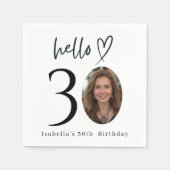 Serviette En Papier Elegant Custom Photo 30th Birthday Party Napkins (Devant)