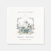 Serviette En Papier Elégant Cute Aqua Blue floral Mariage de la Coupe (Devant)