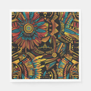 Serviette En Papier Élégant Cyan "Aztec Dream" Papier Festif serviette