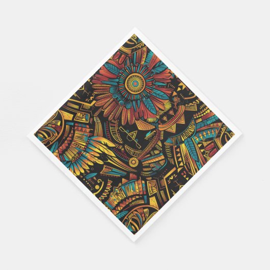Serviette En Papier Élégant Cyan "Aztec Dream" Papier Festif serviette (Coin)