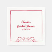 Serviette En Papier Élégant cygne Crimson rouge main tiré Fête des mar (Devant)